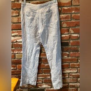 BANANA REPUBLIC Blue & White Stripped Wide Leg Mid Rise Linen Pant sz6 lagenlook